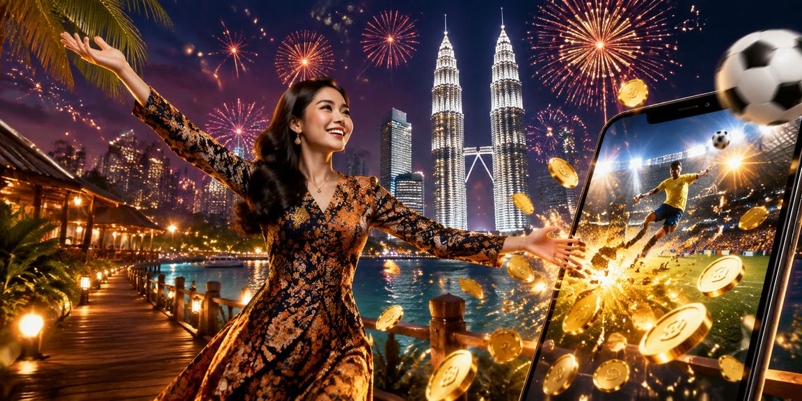 Pemain dari Kuala Lumpur mengakses taruhan badminton k4club melalui telefon bimbit dengan latar batik